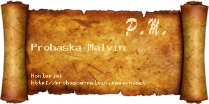 Prohaska Malvin névjegykártya